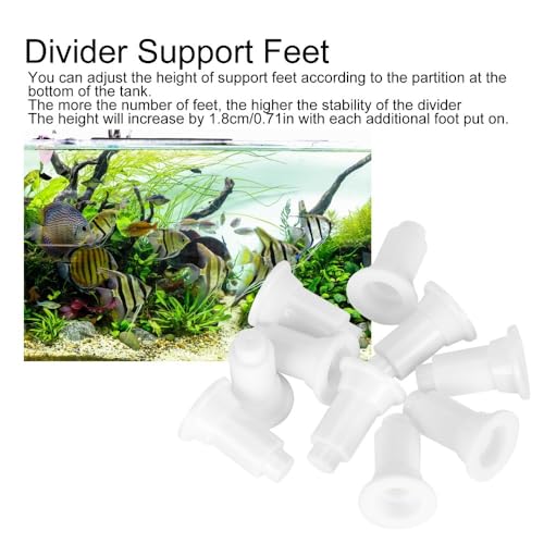 100Pcs Aquarium Divider Support Feet Adjustable Height Design PVC Tank Partition Legs for Fish Tank Cleaning Decoration(White) - color: White
