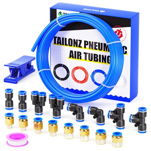 TAILONZ PNEUMATIC Blue 8mm or 5/16 OD 5mm ID Polyurethane PU Air Hose Pipe Tube Kit 16 Meter 50ft - color: Blue, size: 8mm OD/50ft/16m