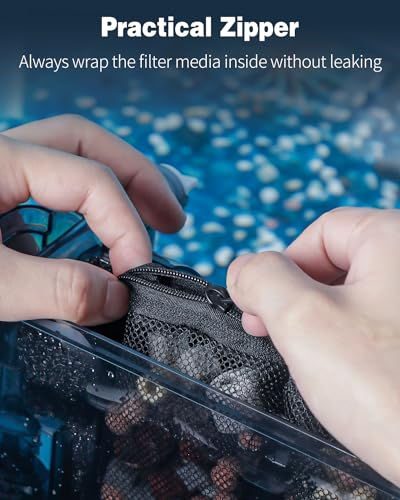 Pawfly 8 Pack Aquarium Filter Media Bags, Fish Tank Fine Mesh Bag with Plastic Zipper Aquarium Reusable Mesh Bag for Activated Carbon, Bio Filter Balls, Filter Stones (3" x 4") - size: 4" x 3.5"