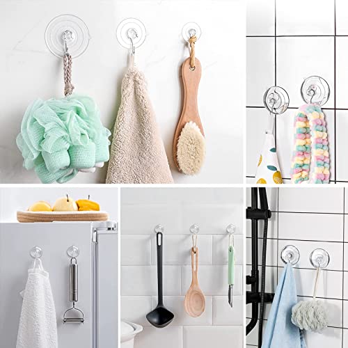 HangerSpace Suction Cup Hooks, 12 Packs Combo Set Clear PVC Suction Cups with Metal Hooks Removable Suction Cups for Kitchen Bathroom Shower Wall Window Glass Door (2 Large, 6 Medium, 4 Small),Variety - size: Variety