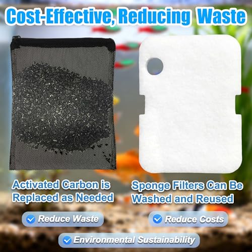 PurifyLogix Replacement Canister Filter Pads for Cascade 700/1000 CCF2UL/CCF3UL Generic Aquarium Floss Media, 2 Upgraded Activated Carbon-Coarse-Activated Carbon Filter Pads and 6 White Floss (8)