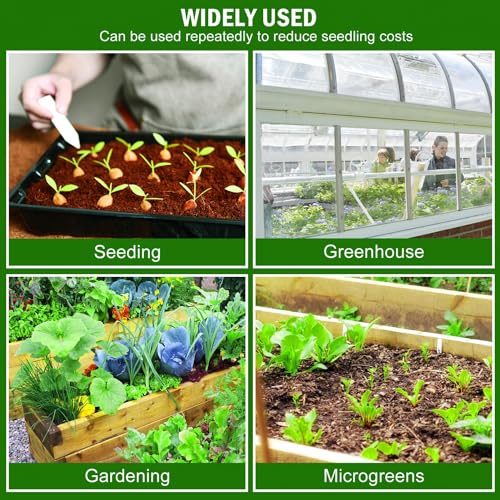 YoleShy 5 Packs Seed Starter Tray with Dome Reusable Plastic Plant Growing Trays with Humidity Domes Thickened Sturdy for Seed Starting Germination Growing Seedling Propagation,14.5"x9" - size: 5 Pack with Domes