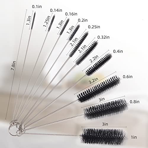 10 Pcs Tube Cleaning Brushes Kit Straw Cleaning Kit Metal Pipe Brush Cleaner, Lab Cleaning Brushes Wire Bottle Brush for Lab Tube, Auto Parts, Bottles and Pipes, 10 Sizes
