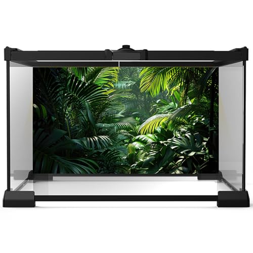 Aquarium Background Enchanting Beauty of Jungle Terrarium Backdrop Nature Jungle Green Leaf Palms Fish Tank Background Reptile Habitat Backdrop Wallpaper Poster Decor Vinyl 24x12in - color: Plam Green, size: 24(W)x12(H)inches/ 60(W)*30cm(H)