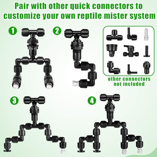 20 Pack 1/4" Push to Connect Fittings Tee Connectors,Reptile Mister System 1/4" Quick Connect Fittings,Reptile Mister Fittings for Aquarium,Vivarium,Irrigation System - size: 20 Pack 1/4" Tee