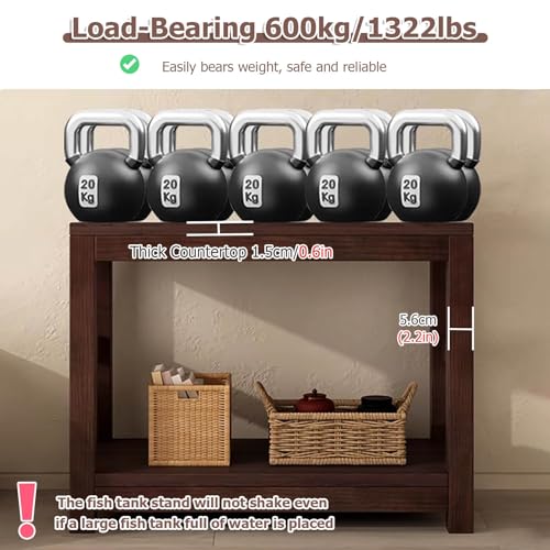 20 30 40 55 70 Gallon Long Aquarium Stand - Reptile Breeder Turtle Terrarium Stand Rack - 70cm Tall Aquarium Stand Furniture/Double Fish Tank Stand with Shelf（Brown-lxwxh-27.5x15.7x27.5）