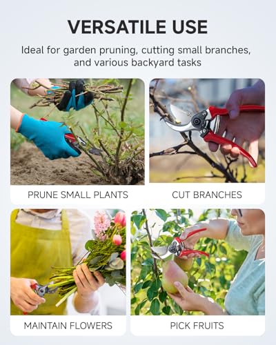 Fondwell 8.5" Bypass Pruning Shears for Gardening: Heavy Duty Garden Clippers Hand Pruners of High Cutting Efficiency - style: 8.5" Bypass