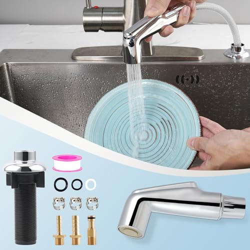 Hygie Rinse Kitchen Sink Spray Attachment/Hose/Holder Set Compatible with Moen/Delta Faucet, Kitchen Side Sprayer, Kitchen Sink Faucet Sprayer Replacement, Chrome - color: Chrome, style: Sprayer Head/Hose/Holder Set