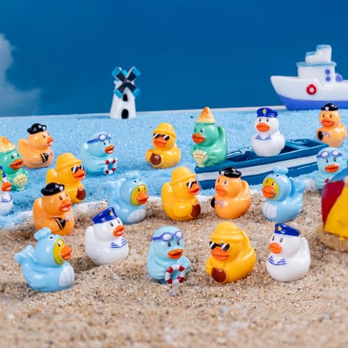60PCS Mini Ocean Resin Duck Tiny Sea Duck Figurines Marine Miniature Plastic Animals Aquarium Ornaments Decorations for DIY Fish Tank Potted Micro Fairy Garden Dollhouse（6 Styles） - style: The Sea Duck 60PC