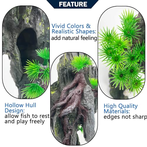 Tall Aquarium Mountain View Stone Decorations Aquarium Ornament Rock Cave Landscape Artificial Mountain Hill View Fish Tank Caves for Betta Hiding Reptile Aquarium Supply - color: Tall Mountain View