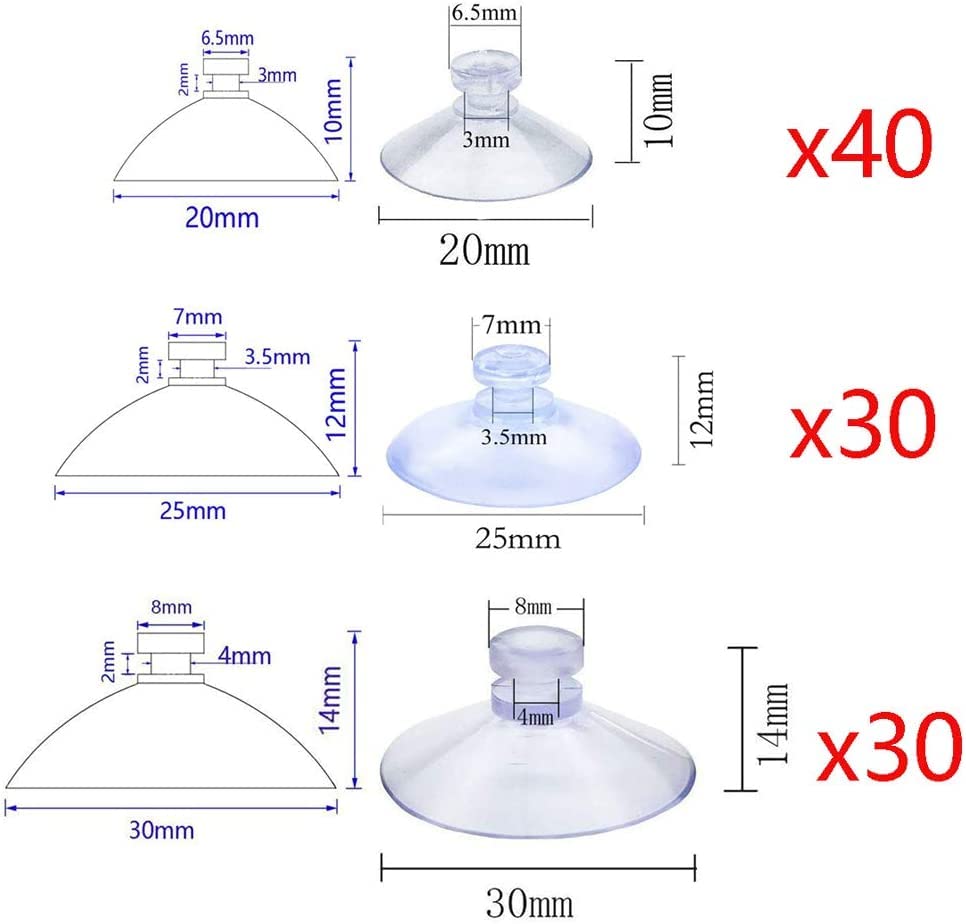 100pcs Mini Clear Plastic Suction Cups Without Hooks (20mm,25mm,30mm) - size: 20mm,25mm,30mm