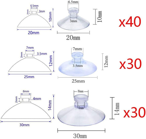 100pcs Mini Clear Plastic Suction Cups Without Hooks (20mm,25mm,30mm) - size: 20mm,25mm,30mm