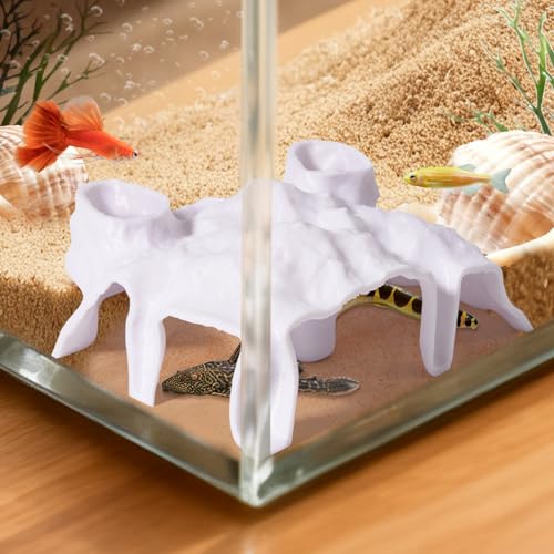 Aquarium Corner Cave, Underground Aquarium Cave Tunnel, Corner Viewing Fish Tank Hideout, Under Gravel Tunnel for Fish and Shrimp (White) - color: White