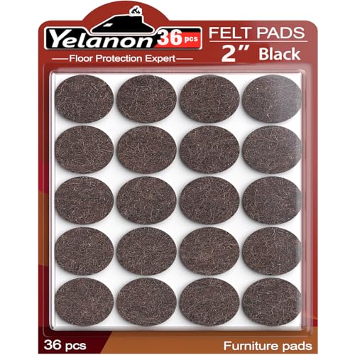 Yelanon Felt Furniture Pads for Hardwood Floors -36 Pcs 2" Premium Floor Protectors for Furniture, Felt Pads for Chair Legs, Brown - size: 36 pcs 2" Round Brown
