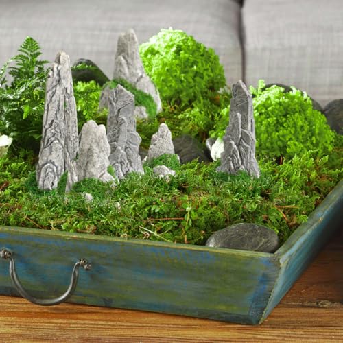 VOSAREA 8pcs Mini Rockery Small Bonsai Rockery Figurines Resin Statues Landscape Fake Mountain Outdoor Garden Ornament
