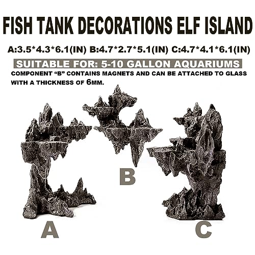 Allcolor Fish Tank Decor Rocks.Aquarium Decoration Model.Easy Superior Aquascape (Elf Island) - style: Elf Island
