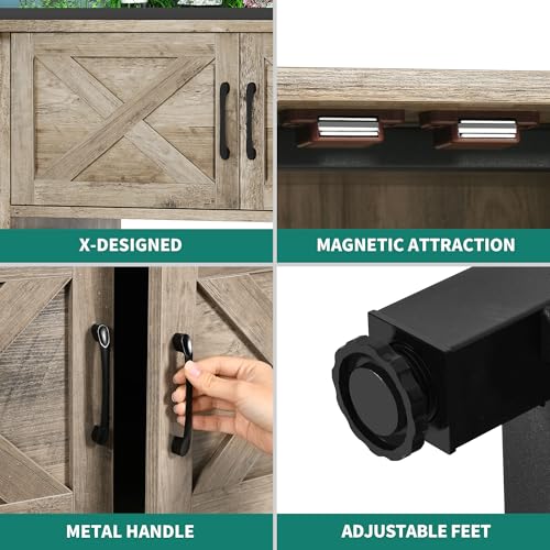 YITAHOME Heavy Duty 40-50 Gallon Aquarium Stand with Power Outlets, Cabinet for Fish Tank Accessories Storage - Metal Fish Tank Stand Suitable for Fish, Turtle, 660LBS Capacity, Wash Grey