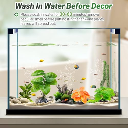 GOZILLA Fish Tank Plants, Reptile Artificial Plastic Plants, Reptile Plants for Terrarium, Aquarium Decorations Resin Pedestal Ornaments for Fish Tank Accessories Set.(3PCS/A-Set) - color: 3 Pcs/ a Set