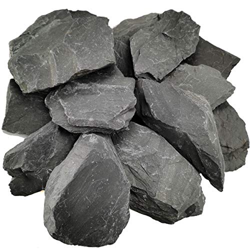 Voulosimi Natural Slate Rocks PH Neutral Stone Perfect Rocks for Aquariums, Landscaping Model,Tank Decoration,Amphibian Enclosures (12 LB, 5-7 inch) - color: 12 LB, size: 5-7 inch