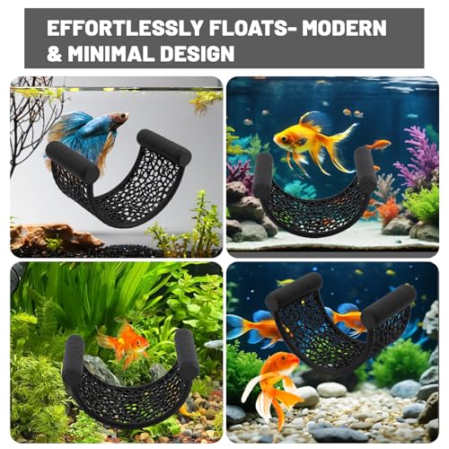 Aquarium Floating Betta Fish Skins, Suitable for Fighting Fish, Shrimp, and Small Fish Multi-Functional Hammock, Aquarium Hiding Feeding Decorative Accessories（ Black） - color: Carbon Black