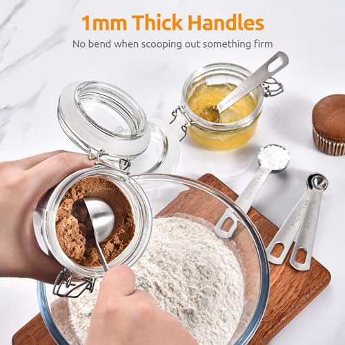 U-Taste Teaspoon Tablespoon Measuring Spoons: 18/8 Stainless Steel Measure Scoop Set of 5, 1/4 TSP, 1/2 TSP, 1 TSP, 1/2 TBSP & 1 TBSP, Metal Kitchen Measurement Utensil for Dry and Liquid Ingredients - size: XS-5 pcs