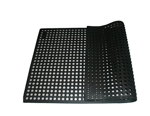 Rhino Mats, K-Series Comfort Tract Anti-Fatigue Drain-Thru, 3' x 5' x 1/2", Black, Restaurant Kitchen Drainage Non-Slip Grease-Resistance Floor Mat - size: 36"L x 36"W x 0.5"Th