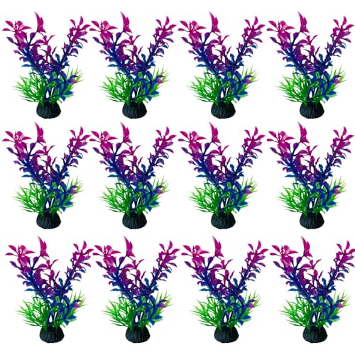 12 Pack Artificial Aquarium Grass Plants Lifelike Fish Tank Decorative Grass Aquascaping Landscape Design for Goldfish Betta Fish Waterscape Fish Hides Mini Hydroponic Plants (Style 3) - color: Style 3