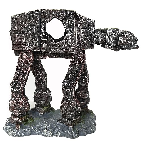 SLOCME Aquarium at-at Imperial Walker Decorations - Fish Tank Tropical Betta Fish Hideouts Cave Ornament