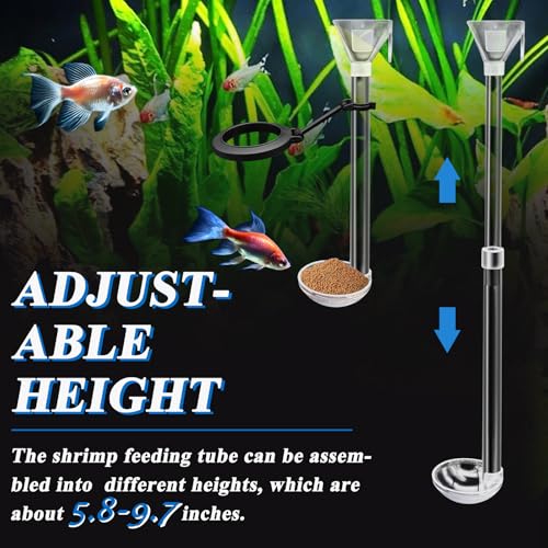 Aquarium Fish Shrimp Feeding Dish Set, Shrimp Feeding Dish Set, Transparent Shrimp Feeding Adjustable Tube with Feeding Ring, Cleaning Brush for Fish Tank and Preventing Food Scattering (Small) - size: Small