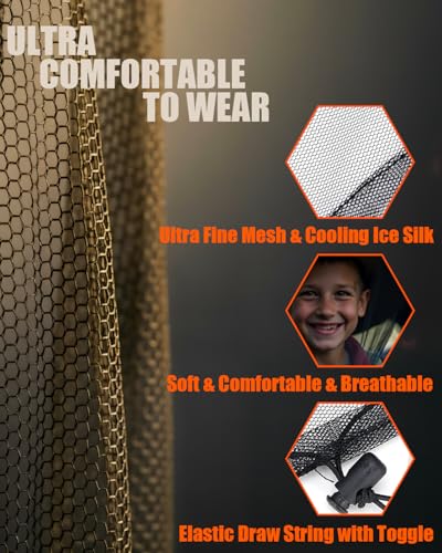 Mosquito Head Net, 2 Pack Ultra Fine Ice Silk Cooling Breathable Soft Large Long Mesh for Outdoors, Fits Most Hats - color: Blue Black