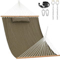 Lazy Daze Hammocks 12 FT Sunbrella Fabric Hammock Non-Fading with Spreader Bars and Free Pillow Fits for 2 Persons, All Weather and Fade Resistant for Patio Yard, 450 lbs Capacity, Harwood Cocoa - color: Harwood Cocoa