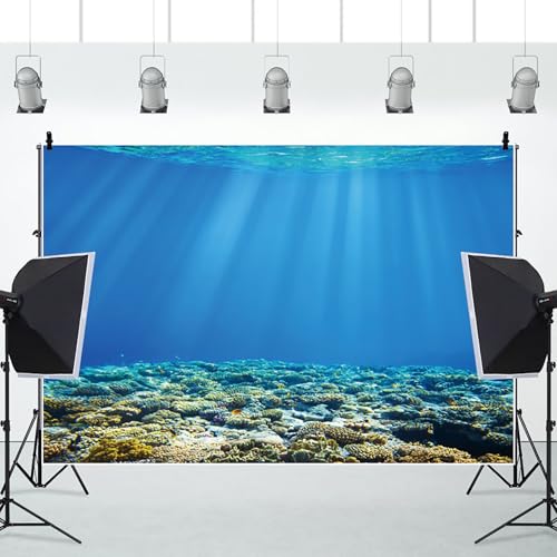 Renaiss 7x5ft Blue Underwater World Backdrop Deep Undersea Sunlight Under The Sea Water Sun Ray Ocean Aquarium Photography Background for Baby Shower Birthday Party Decor Photo Studio Props - color: WSNWH17698, size: 7x5ft