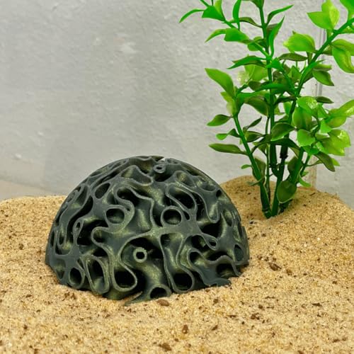 REEFSHAPE Aquarium Coral Reef Dome - Aquarium Reef Replica for Fish Shelter & Egg Laying - Aquarium Safe Dome Structure for Fish Shrimp & Aquatic Pets (Aurora Green)