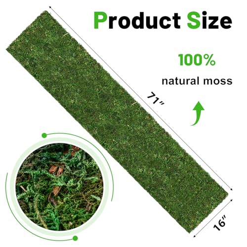 VAIPI 71" x 16" Dried Moss Table Runner - Rustic Green Natural Moss Mat for Table Decoration, Wedding, Party & Garden Decor - color: 71*16 Inch