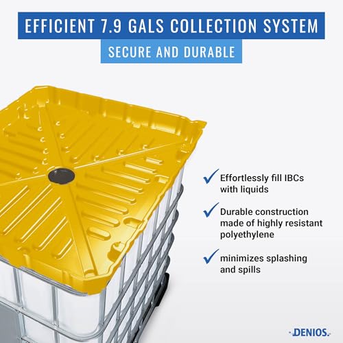 DENIOS® IBC Tote Funnel - 49.5"x42"x5" | Extra Large Funnel | Wide Mouth for IBC Totes | Perfect for Fast, Spill-Free Liquid Transfer | Heavy-Duty Large | Yellow | IBC Tote NOT Included - color: Yellow