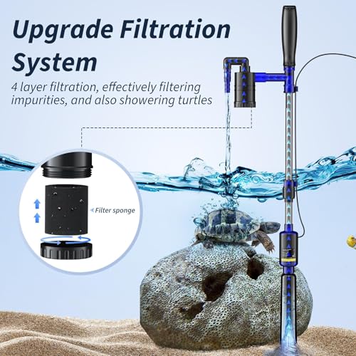 Fish Tank Cleaner, Aquarium Gravel Cleaner, 530GPH/32W Electric Fish Tank Cleaning Tools, Adjustable Water Flow Aquarium Gravel Cleaner, Turtle Tank Gravel Cleaner Vacuum for Wash Sand, Water Changing
