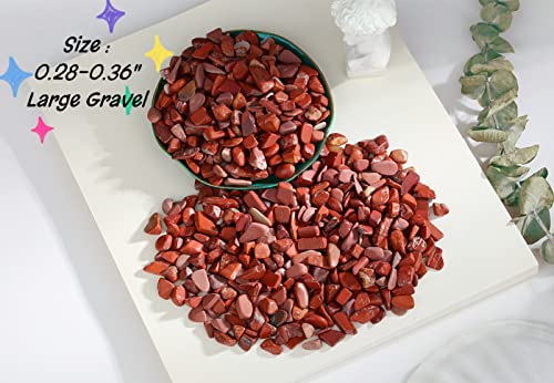 250G Red Jasper Crystals Polished Rocks 0.28-0.35" Tumbled Stones Chips Stone Crushed Crystal Natural Quartz Gem Gravel Home Decoration Aquarium Tank Succulent Plants Vase Filler Landscape Ornament - color: Red Jasper, size: 0.55 Pound