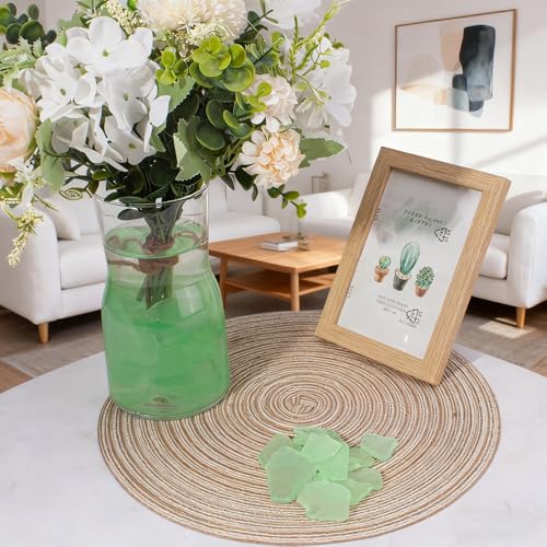Keedolla Tumbled Sea Glass for Crafts - 10 OZ Flat Frosted Seaglass Pieces for DIY Art Crafts, Vase Filler, Beach Weddings, Aquarium and Home Decor - Fluorescent Green - color: Fluorescent Green, size: 10 OZ / 0.63 LB