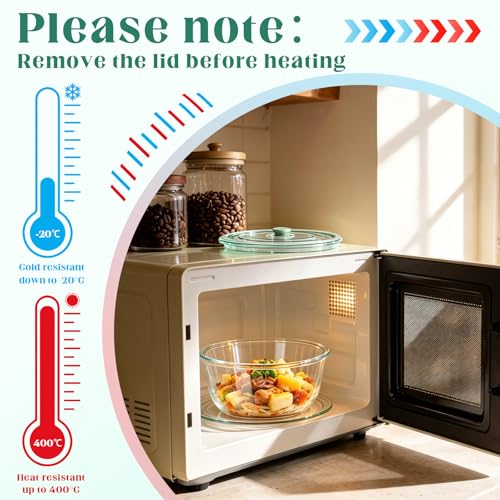 Domensi 12.7-cup Large Glass Microwave Steamer Cookware Container with Vented Lid Round Food Storage Stackable Airtight Steamer for Microwave-safe Reheating, Steaming Vegetables & Rice