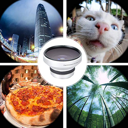 Fish Eye Lens Phone, 37mm 0.25X Super Fisheye Lens, Silver Strong Applicability Additional Lens for 37mm Caliber Camera Lenses