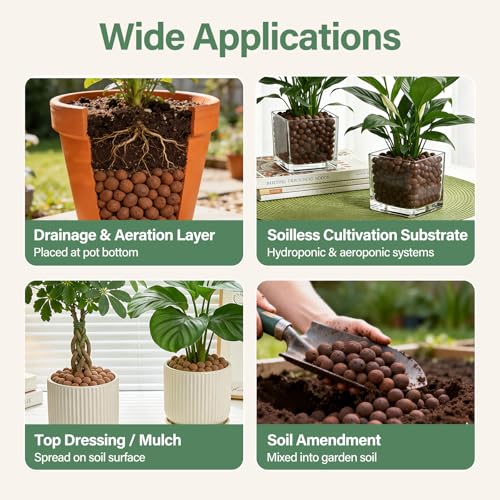 Halatool 2 LB Expanded Clay Pebbles for Plants 4mm-16mm Clay Balls 100% Organic Hydroton Leca Balls for Indoor Plants Hydroponic Growing Gardening Orchids Drainage Decoration Aquaponics - color: 2LB