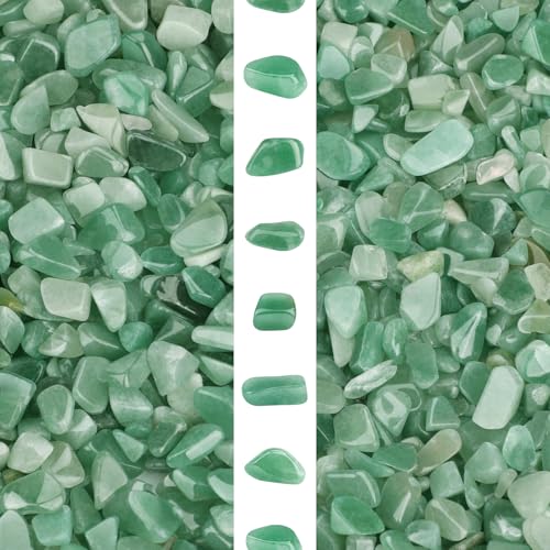 gemshan 2lb Aventurine Quartz Chips Natural Crushed Crystal Chip Bulk 7mm-9mm Tumble Healing Crystal Stone for Aquarium Vase Plant Decoration Jewelry DIY - color: Aventurine
