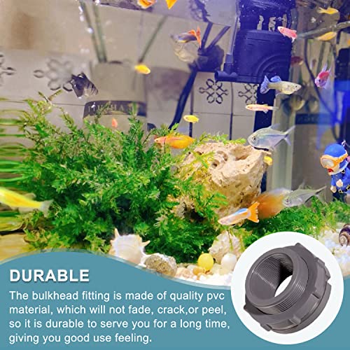 Ququyi 2 Inch PVC Bulkhead Water Tank Connector Adapter Fitting with Plugs Thru-Bulk Pipe Fitting for Rain Barrels, Aquariums, Ponds(Set of 1) - size: 2"-1pcs
