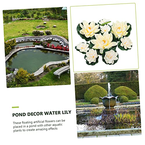 SOLUSTRE 9Pcs Artificial Lotus Water Lily Ornaments Green Leaves for Home Decor Pool and Aquarium Decoration
