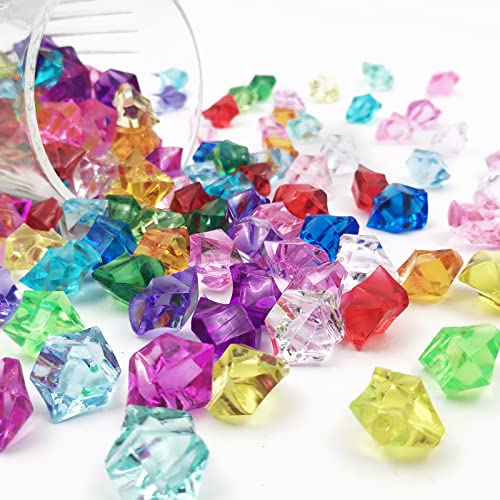 Fake Crushed Ice Cubes, Vase Fillers, 150 pcs 16 * 22 mm Artificial Acrylic Crystal Rocks Diamonds for Vase Fillers,Table Scatter, Party Favor, Food Display, DIY Crafts (0.86 * 0.62inch,Multi) - color: Multicolored