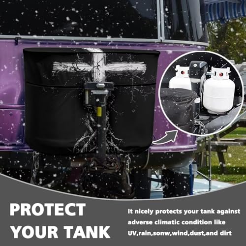 Cross Black 20 Pound Double for RV/Trailer/Camper Waterproof Heavy Duty Propane Gas Cylinder Cover All Weather Protection - color: Cross Black, size: S(20LB)