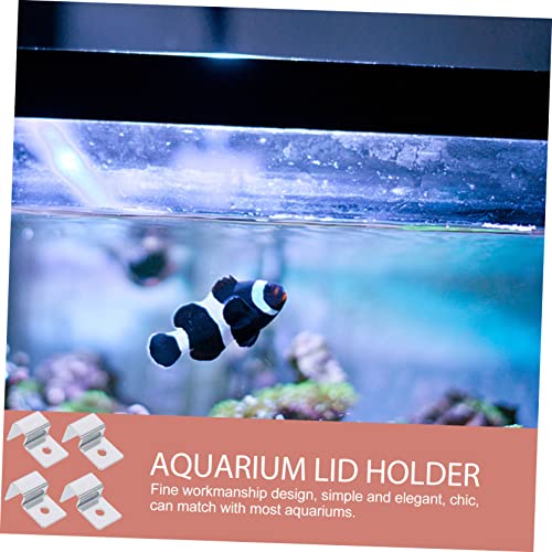 FRCOLOR 16pcs Stainless Steel Fish Tank Lid Holder Durable Aquarium Cover Bracket Supports Practical Clips for Various Tanks Easy to Use for Heat Preservation Cleaning