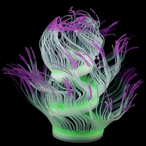 WishLotus Fish Tank Coral Ornaments, Artificial Soft Silicone Aquarium Coral Decorations Colorful Lifelike Glowing Fish Tank Decorations Accessories for Aquarium Landscaping (Purple) - color: Purple