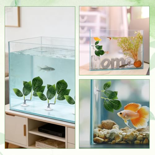 4 Pcs Fish Leaf Pad, Betta Leaf Hammock Adjustable Plastic Plants with Suction Cup Aquarium Decor Fish Tank Accessories Simulating The Natural Habitat for Betta Spawning Grounds Breeding Resting Bed