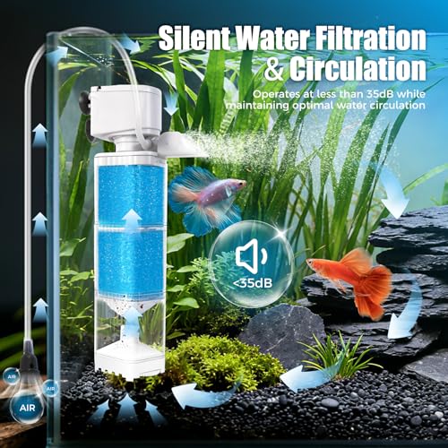Aquarium Filter for 40-70 Gallons Tank, 225GPH Fish Tank Filters with Oxygenation, Wavemaker & Impurity Isolation, Multi-Functional Circulation System - size: Rectangle: For 40-70 Gal